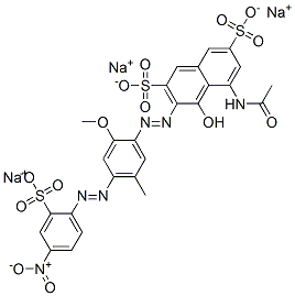 trisodium 5-(acetylamino)-4-hydroxy-3-[[2-methoxy-5-methyl-4-[(4-nitro-2-sulphonatophenyl)azo]phenyl]azo]naphthalene-2,7-disulphonate