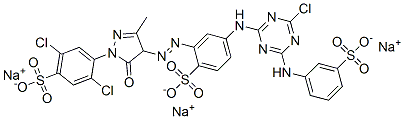 4-[[4-chloro-6-[(3-sulphophenyl)amino]-1,3,5-triazin-2-yl]amino]-2-[[1-(2,5-dichloro-4-sulphophenyl)-4,5-dihydro-3-methyl-5-oxo-1H-pyrazol-4-yl]azo]benzenesulphonic acid, sodium salt