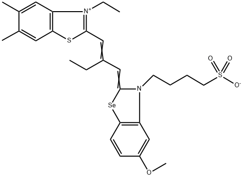 3-ethyl-2-[2-[[5-methoxy-3-(4-sulphonatobutyl)benzoselenazol-2(3H)-ylidene]methyl]but-1-enyl]-5,6-dimethylbenzothiazolium
