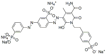 ammonium sodium 2-[[5-carbamoyl-1,6-dihydro-2-hydroxy-4-methyl-6-oxo-1-[2-(4-sulphonatophenyl)ethyl]-3-pyridyl]azo]-5-[(3-phosphonophenyl)azo]benzenesulphonate