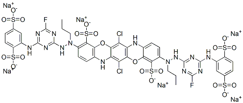 4,11-Triphenodioxazinedisulfonic acid, 6,13-dichloro-3,10-bis3-4-(2,5-disulfophenyl)amino-6-fluoro-1,3,5-triazin-2-ylaminopropylamino-, hexasodium salt