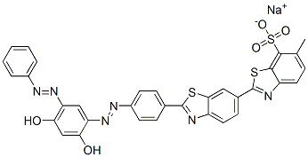 sodium 2'-[4-[[2,4-dihydroxy-5-(phenylazo)phenyl]azo]phenyl]-6-methyl[2,6'-bibenzothiazole]-7-sulphonate