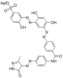 sodium 3-[[5-[[4-[[4-[(4,5-dihydro-3-methyl-5-oxo-1H-pyrazol-4-yl)azo]anilino]carbonyl]phenyl]azo]-2,4-dihydroxyphenyl]azo]-4-hydroxybenzenesulphonate
