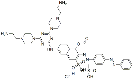 7-[[4,6-bis[4-(2-aminoethyl)-1-piperazinyl]-1,3,5-triazin-2-yl]amino]-4-hydroxy-3-[[p-(phenylazo)phenyl]azo]naphthalene-2-sulphonic acid, formate, hydrochloride, methanesulphonate