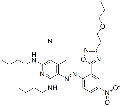 2,6-bis(butylamino)-4-methyl-5-[[4-nitro-2-[3-(2-propoxyethyl)-1,2,4-oxadiazol-5-yl]phenyl]azo]nicotinonitrile