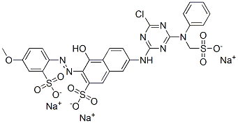 trisodium 7-[[4-chloro-6-[phenyl(sulphonatomethyl)amino]-1,3,5-triazin-2-yl]amino]-4-hydroxy-3-[(4-methoxy-2-sulphonatophenyl)azo]naphthalene-2-sulphonate