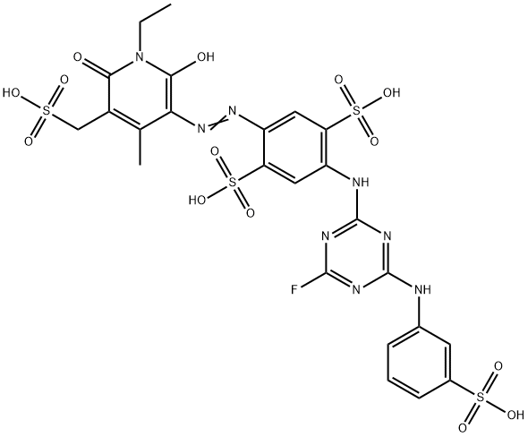 2-[[1-ethyl-1,6-dihydro-2-hydroxy-4-methyl-6-oxo-5-(sulphomethyl)-3-pyridyl]azo]-5-[[4-fluoro-6-[(3-sulphophenyl)amino]-1,3,5-triazin-2-yl]amino]benzene-1,4-disulphonic acid