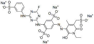 tetrasodium 2-[[1-ethyl-1,6-dihydro-2-hydroxy-4-methyl-6-oxo-5-(sulphonatomethyl)-3-pyridyl]azo]-5-[[4-fluoro-6-[(3-sulphonatophenyl)amino]-1,3,5-triazin-2-yl]amino]benzene-1,4-disulphonate