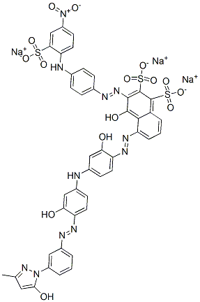 4-hydroxy-5-[[2-hydroxy-4-[3-hydroxy-4-[[3-(5-hydroxy-3-methyl-1H-pyrazol-1-yl)phenyl]azo]anilino]phenyl]azo]-3-[[4-(4-nitro-2-sulphoanilino)phenyl]azo]naphthalenedisulphonic acid, sodium salt