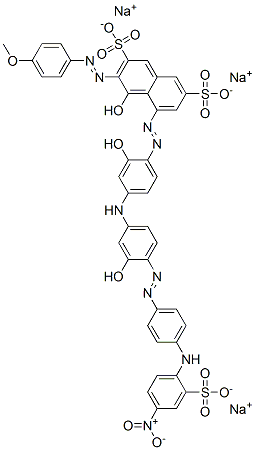 trisodium 4-hydroxy-5-[[2-hydroxy-4-[[3-hydroxy-4-[[4-[(4-nitro-2-sulphonatophenyl)amino]phenyl]azo]phenyl]amino]phenyl]azo]-3-[(4-methoxyphenyl)azo]naphthalene-2,7-disulphonate