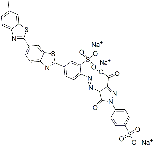 trisodium 4,5-dihydro-4-[[4-(6-methyl[2,6'-bibenzothiazol]-2'-yl)-2-sulphonatophenyl]azo]-5-oxo-1-(4-sulphonatophenyl)-1H-pyrazole-3-carboxylate