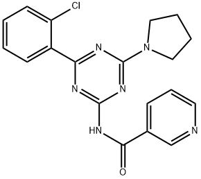 3-Pyridinecarboxamide, N-(4-(2-chlorophenyl)-6-(1-pyrrolidinyl)-1,3,5- triazin-2-yl)-