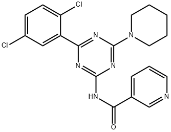 3-Pyridinecarboxamide, N-(4-(2,5-dichlorophenyl)-6-(1-piperidinyl)-1,3 ,5-triazin-2-yl)-
