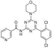 3-Pyridinecarboxamide, N-(4-(2,5-dichlorophenyl)-6-(4-morpholinyl)-1,3 ,5-triazin-2-yl)-