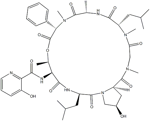 Cyclo[D-Leu-D-c4Hyp-N-methyl-Gly-N-methyl-L-Leu-L-Ala-N-methyl-L-phenyl Gly-N-[(3-hydroxy-2-pyridyl)carbonyl]-L-Thr*-]