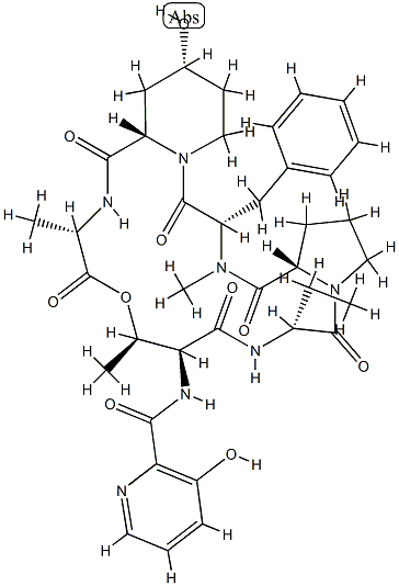 N-[(3-Hydroxy-2-pyridinyl)carbonyl]cyclo[L-Thr*-D-Abu-L-Pro-N-methyl-L-Phe-4α-hydroxy-L-pipecoloyl-L-Ala-]