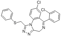 4H-(1,2,4)Triazolo(4,3-a)(1,4)benzodiazepine, 8-chloro-6-(2-chlorophen yl)-1-((phenylthio)methyl)-