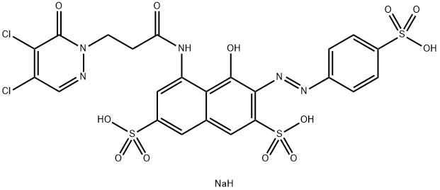 trisodium 4-[[3-(4,5-dichloro-6-oxo-6H-pyridazin-1-yl)propionyl]amino]-5-hydroxy-6-[(4-sulphonatophenyl)azo]naphthalene-2,7-disulphonate