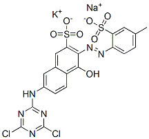 7-[(4,6-dichloro-1,3,5-triazin-2-yl)amino]-4-hydroxy-3-[(4-methyl-2-sulphophenyl)azo]naphthalene-2-sulphonic acid, potassium sodium salt