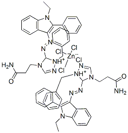 bis[4-(3-amino-3-oxopropyl)-5-[(1-ethyl-2-phenyl-1H-indol-3-yl)azo]-1-(phenylmethyl)-1H-1,2,4-triazolium] tetrachlorozincate(2-)