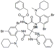 benzyl N-[(1R)-1-[[2,4-dibromo-6-[(cyclohexyl-methyl-amino)methyl]phenyl]carbamoyl]-2-[(2R)-2-[[2,4-dibromo-6-[(cyclohexyl-methyl-amino)methyl]phenyl]carbamoyl]-2-phenylmethoxycarbonylamino-ethyl]disulfanyl-ethyl]carbamate