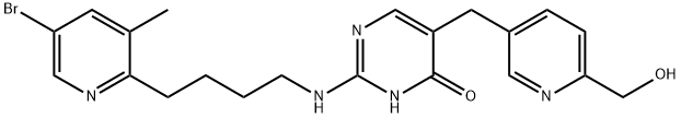 2-(4-(5-bromo-3-methylpyrid-2-yl)butylamino)-5-(6-hydroxymethylpyrid-3-ylmethyl)pyrimidin-4(1H)-one