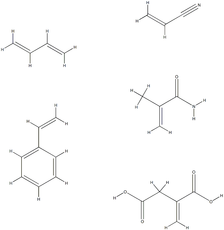 Butanedioic acid, methylene-, polymer with 1,3-butadiene, ethenylbenzene, 2-methyl-2-propenamide and 2-propenenitrile