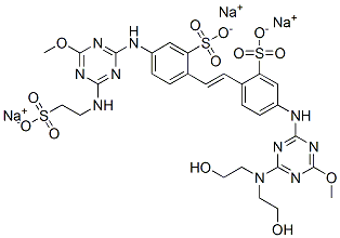5-[[4-[双(2-羟乙基)氨基]-6-甲氧基-1,3,5-三嗪-2-基]氨基]-2-[2-[4-[[4-甲氧基-6-[(2-磺乙基)氨基]-1,3,5-三嗪-2-基]氨基]-2-磺苯基]乙基]苯磺酸三钠盐