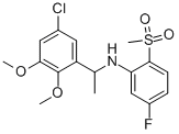 N-(1-(5-CHLORO-2,3-DIMETHOXYPHENYL)ETHYL)-5-FLUORO-2-(METHYLSULFONYL)BENZENAMINE