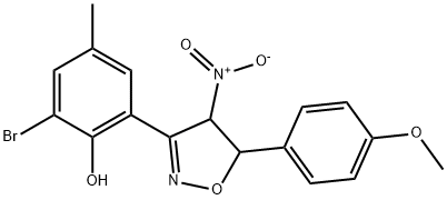 Phenol, 2-?bromo-?6-?[4,?5-?dihydro-?5-?(4-?methoxyphenyl)?-?4-?nitro-?3-?isoxazolyl]?-?4-?methyl- (9CI)