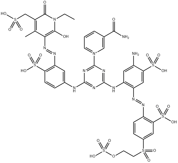 Pyridinium,  3-(aminocarbonyl)-1-[4-[[5-amino-4-sulfo-2-[[2-sulfo-4-[[2-(sulfooxy)ethyl]sulfonyl]phenyl]azo]phenyl]amino]-6-[[3-[[1-ethyl-1,6-dihydro-2-