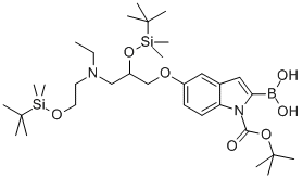 1H-Indole-1-carboxylic acid, 2-borono-5-[2-[[(1,1-dimethylethyl)dimethylsilyl]oxy]-3-[[2-[[(1,1-dimethylethyl)dimethylsilyl]oxy]ethyl]ethylamino]propoxy]-, 1-(1,1-dimethylethyl) ester