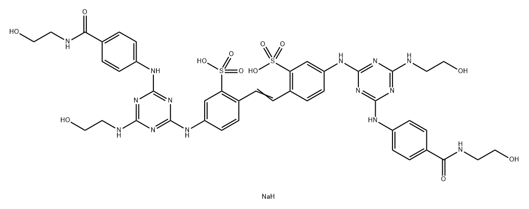 2,2'-(1,2-Ethenediyl)bis[5-[[4-[(2-hydroxyethyl)amino]-6-[[4-[[(2-hydroxyethyl)amino]carbonyl]phenyl]amino]-1,3,5-triazin-2-yl]amino] benzenesulfonic acid disodium salt
