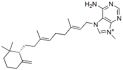 6-Amino-7-[(2E,6E)-3,7-dimethyl-9-(2,2-dimethyl-6-methylenecyclohexane-1β-yl)-2,6-nonadienyl]-9-methyl-9H-purine-7-ium