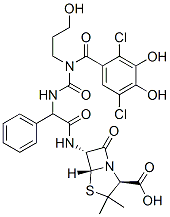 6-(2-(3-(2,5-dichloro-3,4-dihydroxybenzoyl)-3-(3-hydroxypropyl)-1-ureido)-2-phenylacetamido)penicillanic acid