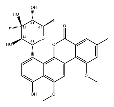 10,12-Dimethoxy-1-hydroxy-8-methyl-4-(3-C-methyl-6-deoxy-β-L-glucopyranosyl)-6H-benzo[d]naphtho[1,2-b]pyran-6-one
