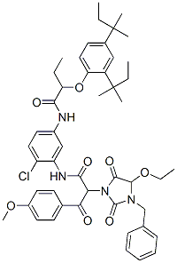 Α-(4-甲氧基苯甲酰基)-Α-(1-苄基-5-乙氧基-3-乙内酰脲基)-5'-[Α-(2,4-二叔戊基苯氧基)-丁酰氨基]-2'-氯乙酰苯胺