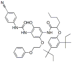 2-[2,4-bis(1,1-dimethylpropyl)phenoxy]-N-[4-[[[(4-cyanophenyl)amino]carbonyl]amino]-5-hydroxy-2-(2-phenoxyethoxy)phenyl]hexanamide