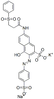 4-hydroxy-7-[[1-oxo-3-(phenylsulphonyl)propyl]amino]-3-[(4-sulphophenyl)azo]naphthalene-2-sulphonic acid, potassium sodium salt