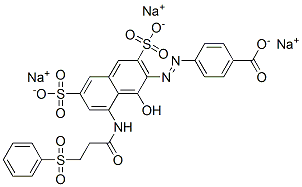 trisodium 4-[[1-hydroxy-8-[[1-oxo-3-(phenylsulphonyl)propyl]amino]-3,6-disulphonato-2-naphthyl]azo]benzoate