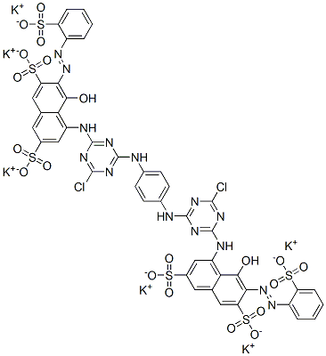 hexapotassium 4,4'-[1,4-phenylenebis[imino(6-chloro-1,3,5-triazine-4,2-diyl)imino]]bis[5-hydroxy-6-[(2-sulphonatophenyl)azo]naphthalene-2,7-disulphonate]