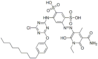 4-[[5-(aminocarbonyl)-1-ethyl-1,6-dihydro-2-hydroxy-4-methyl-6-oxo-3-pyridyl]azo]-6-[[4-chloro-6-(4-nonylphenoxy)-1,3,5-triazin-2-yl]amino]benzene-1,3-disulphonic acid