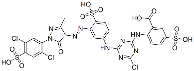 2-[[4-chloro-6-[[3-[[1-(2,5-dichloro-4-sulphophenyl)-4,5-dihydro-3-methyl-5-oxo-1H-pyrazol-4-yl]azo]-4-sulphophenyl]amino]-1,3,5-triazin-2-yl]amino]-5-sulphobenzoic acid