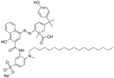 sodium 1-methyl 2-[[4-hydroxy-3-[[[2-(methyloctadecylamino)-5-sulphonatophenyl]amino]carbonyl]-1-naphthyl]azo]-5-[1-(4-hydroxyphenyl)-1-methylethyl]benzoate