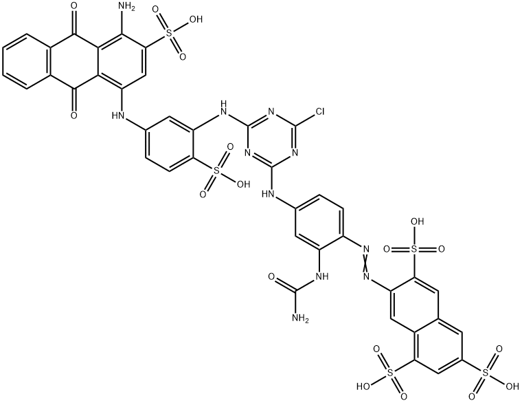 7-[[2-[(aminocarbonyl)amino]-4-[[4-[[5-[(4-amino-9,10-dihydro-9,10-dioxo-3-sulpho-1-anthryl)amino]-2-sulphophenyl]amino]-6-chloro-1,3,5-triazin-2-yl]amino]phenyl]azo]naphthalene-1,3,6-trisulphonic acid