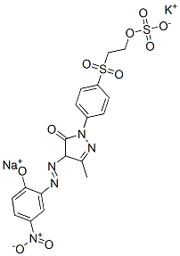 2,4-dihydro-4-[(2-hydroxy-5-nitrophenyl)azo]-5-methyl-2-[4-[[2-(sulphooxy)ethyl]sulphonyl]phenyl]-3H-pyrazol-3-one, potassium sodium salt