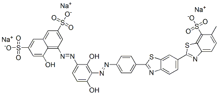 trisodium 4-[[2,4-dihydroxy-3-[[4-(6-methyl-7-sulphonato[2,6'-bibenzothiazol]-2'-yl)phenyl]azo]phenyl]azo]-5-hydroxynaphthalene-2,7-disulphonate