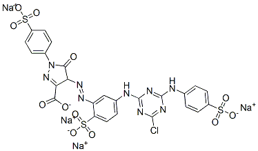 tetrasodium 4-[[5-[[4-chloro-6-[(4-sulphonatophenyl)amino]-1,3,5-triazin-2-yl]amino]-2-sulphonatophenyl]azo]-4,5-dihydro-5-oxo-1-(4-sulphonatophenyl)-1H-pyrazole-3-carboxylate