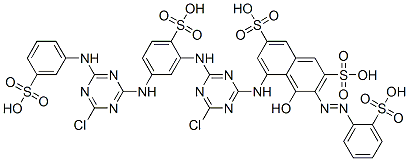 5-[[4-chloro-6-[[5-[[4-chloro-6-[(3-sulphophenyl)amino]-1,3,5-triazin-2-yl]amino]-2-sulphophenyl]amino]-1,3,5-triazin-2-yl]amino]-4-hydroxy-3-[(2-sulphophenyl)azo]naphthalene-2,7-disulphonic acid