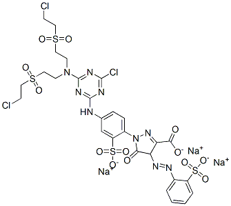 trisodium 1-[4-[[4-[bis[2-[(2-chloroethyl)sulphonyl]ethyl]amino]-6-chloro-1,3,5-triazin-2-yl]amino]-2-sulphonatophenyl]-4,5-dihydro-5-oxo-4-[(2-sulphonatophenyl)azo]-1H-pyrazole-3-carboxylate